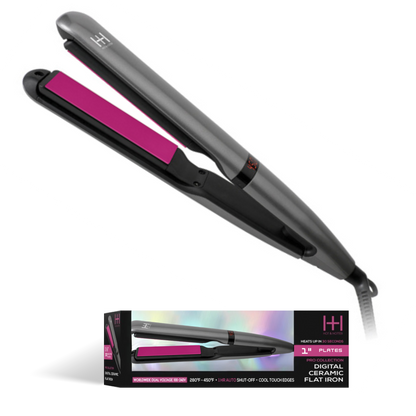 Hot & Hotter 3D Floating Plates Digital Ceramic Flat Iron 1-inch, black and pink with digital temperature display and sleek design