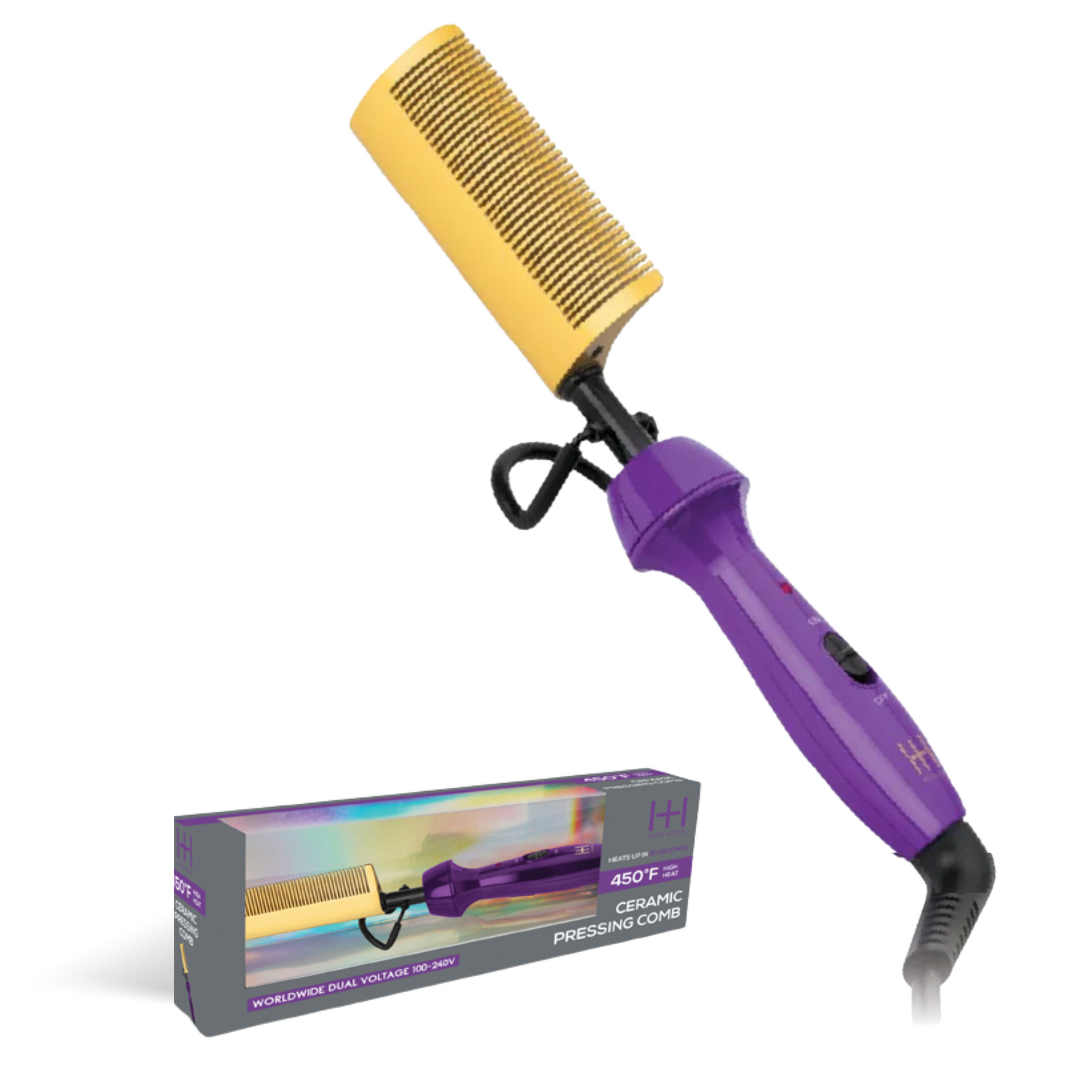 Hot & Hotter Electric Ceramic Pressing Hot Comb Curved Teeth, 1