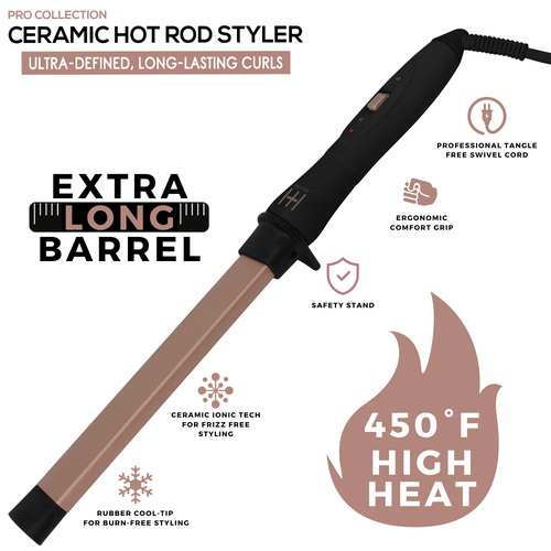 Hot & Hotter Ceramic Hot Rod Styler Wand 1 inch