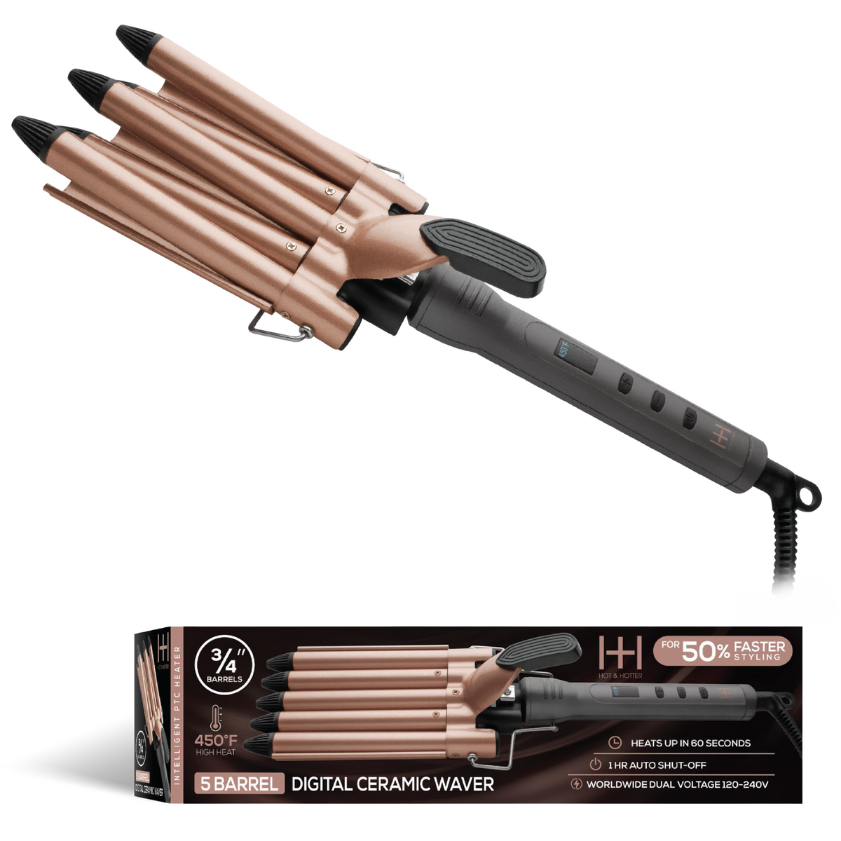 Hot & Hotter 5 Barrel Digital Ceramic Curling Iron 3/4in, 1  display picture 2