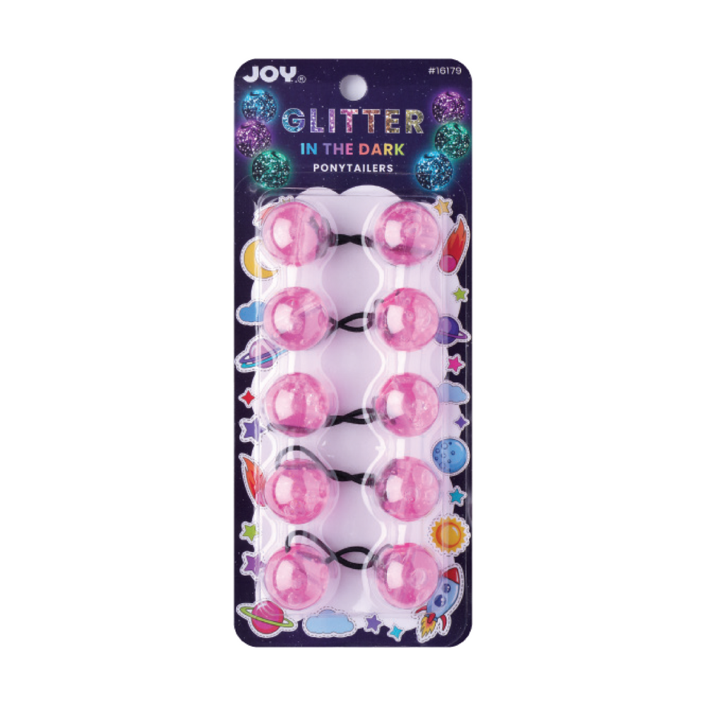 
                  
                    Load image into Gallery viewer, Joy Twin Beads Ponytailer 25mm 5ct Glitter Glow Beads Joy Pink  
                  
                