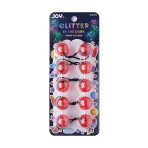 
                  
                    Load image into Gallery viewer, Joy Twin Beads Ponytailer 25mm 5ct Glitter Glow Beads Joy Red  
                  
                