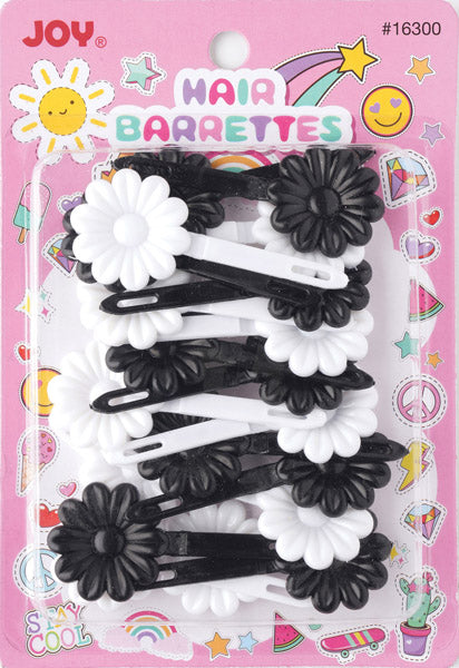 Joy Hair Barrettes 10Ct Blanco y Negro