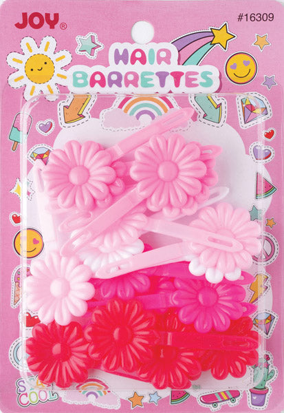 Joy Kids Hair Barrettes – 10Ct Assorted Pink Daisy Snap Clips
