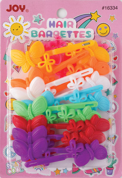 Joy Hair Barrettes Butterfly, 10 Count, Assorted Colors