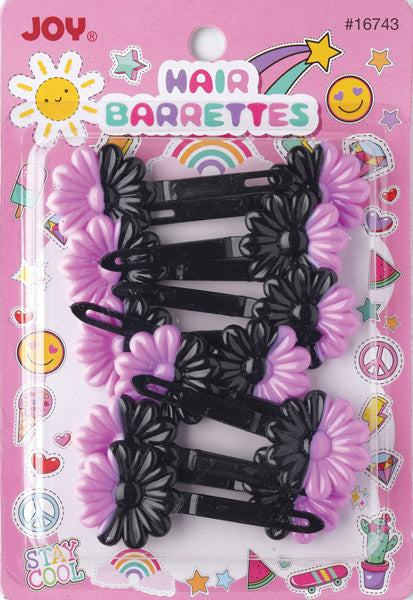 Joy Daisy Barrettes, 12 Count, Black & Light Purple