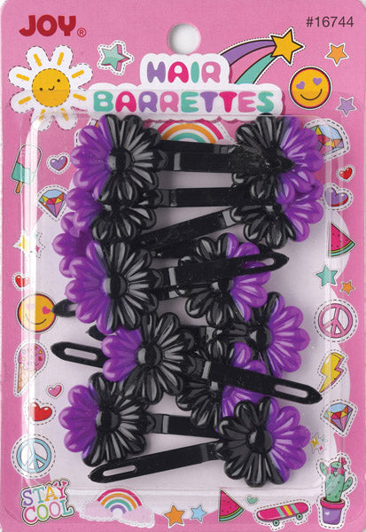 Joy Daisy Barrettes, 12 Count, Black & Purple