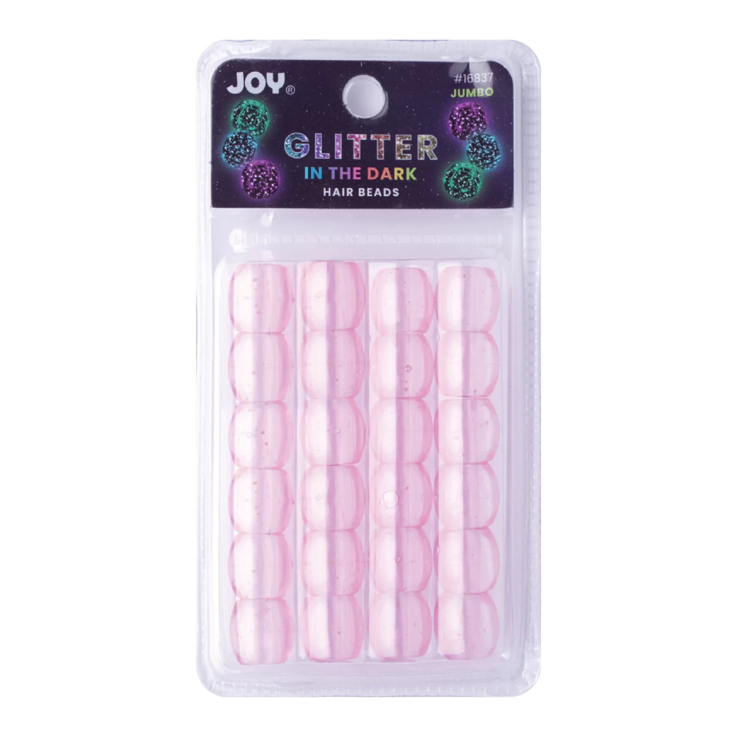 Joy Oval Beads Jumbo Glitter Glow Beads Joy Pink  