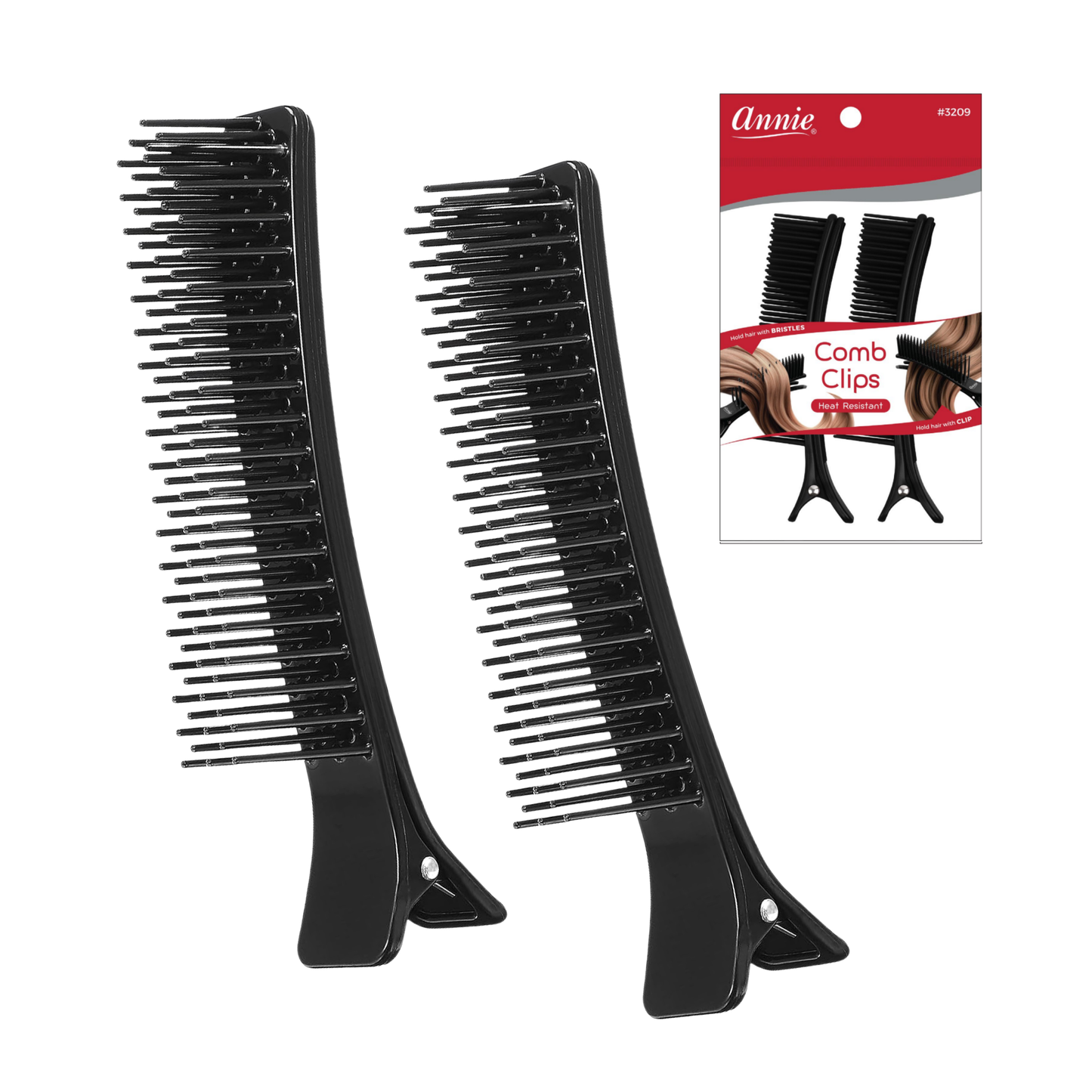 Annie Sectioning Comb Grip Clip, 2ct, Black