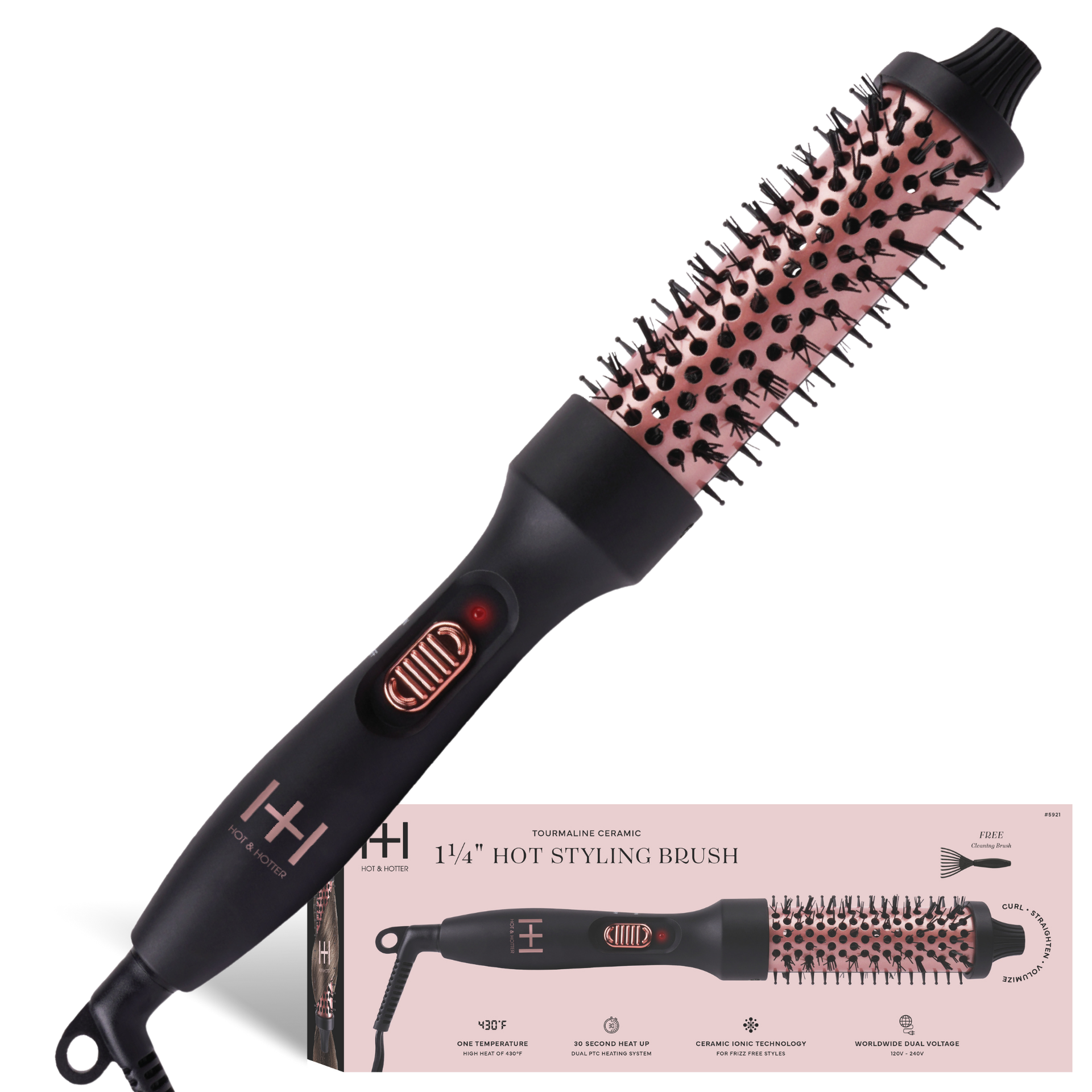 Hot & Hotter Tourmaline Ceramic Hot Styling Brush 1 1/4in, 1 Count