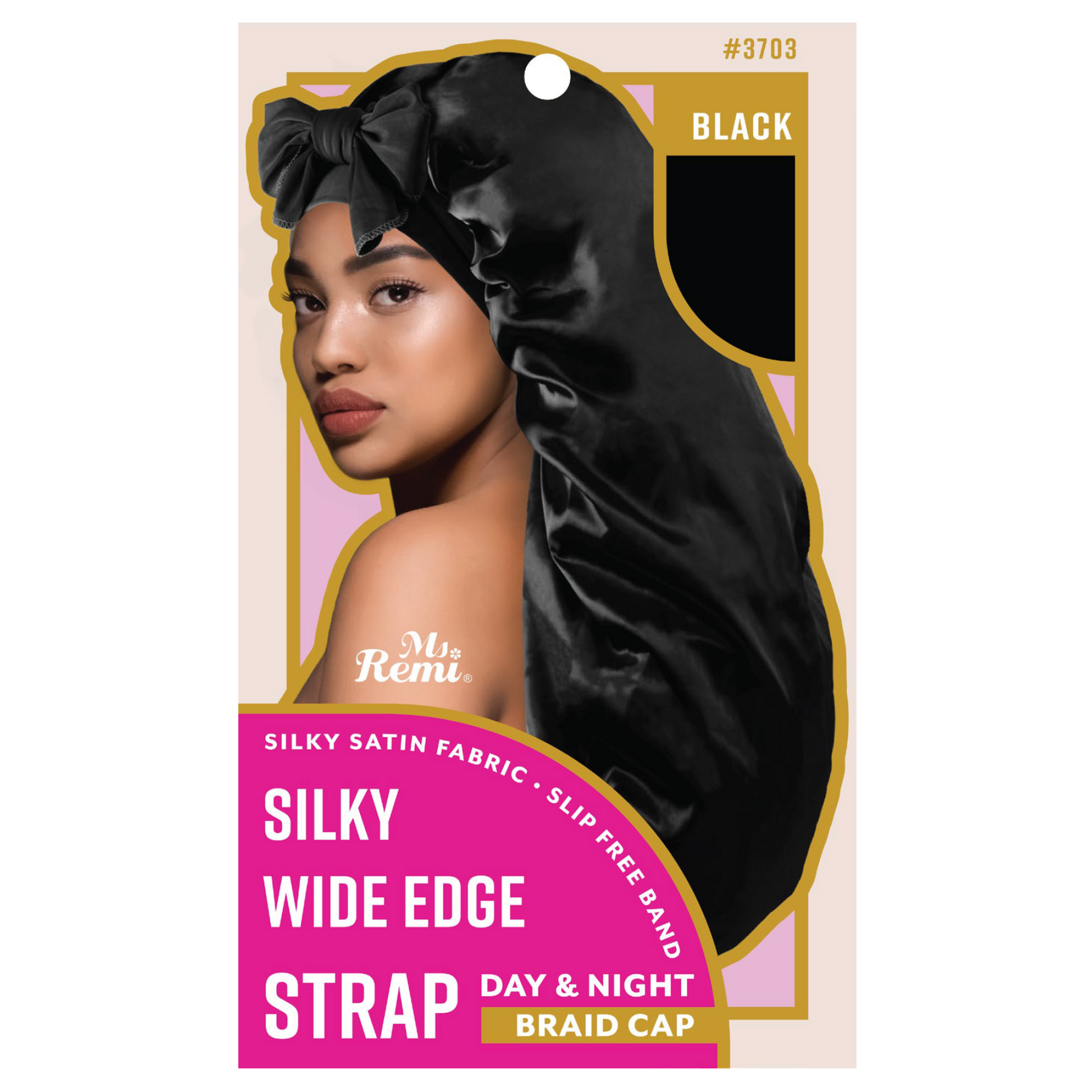 Ms. Remi Silky Wide Edge Strap Day & Night Cap, Braid Black Ms. Remi Silky Wide Edge Strap Day & Night Cap, Braid Black