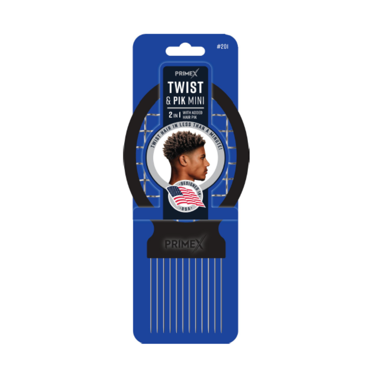 PrimeX Twist & Pik Comb Mini | 2-in-1 Twist Tool for Coily Hair