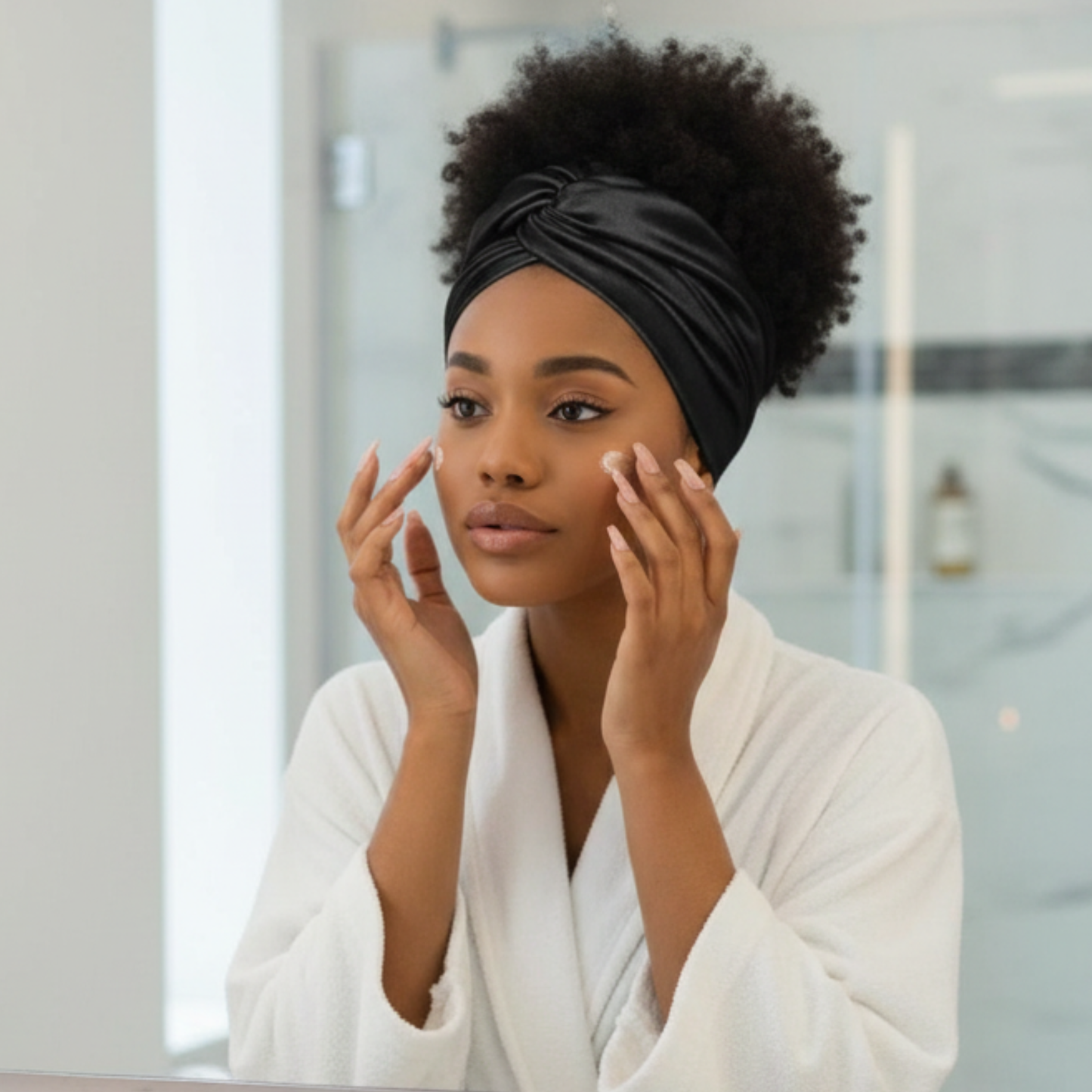 Ms. Remi Effortless Turban Scarf Open Top, Black