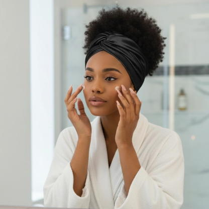 Ms. Remi Effortless Turban Scarf Open Top, Black