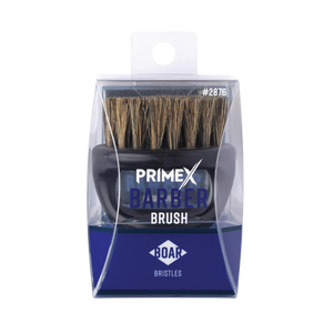 PrimeX Barber Knuckle Brush Black Boar Bristle with ergonomic handle for precise haircuts and mustache detangling.