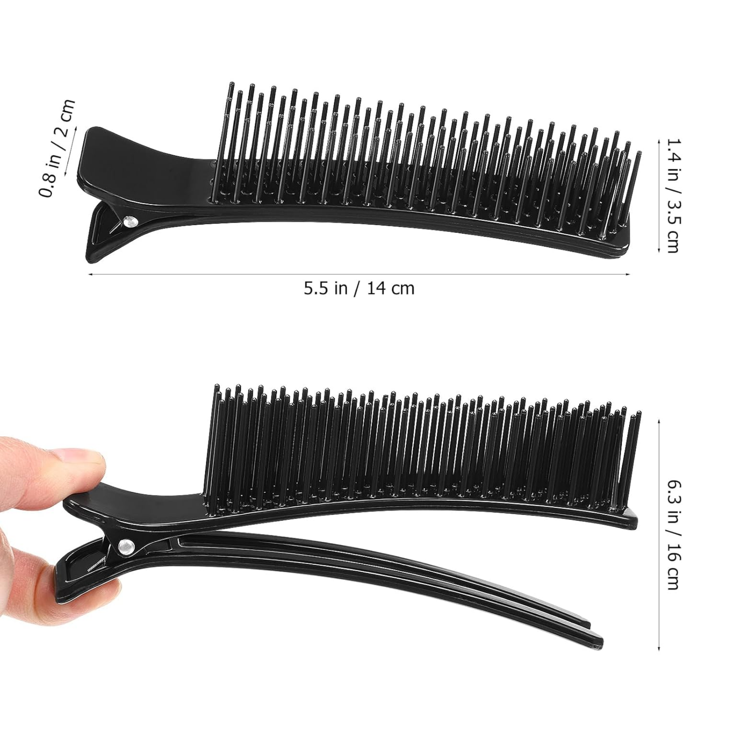 Annie Sectioning Comb Grip Clip, 2ct, Black