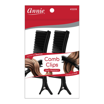 Annie Sectioning Comb Grip Clip, 2ct, Black