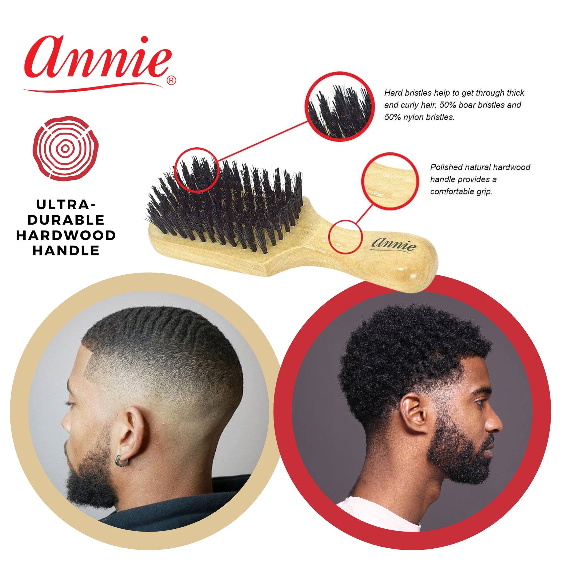 Annie Hard Club Brush Boar Nylon Bristle – Annie International,