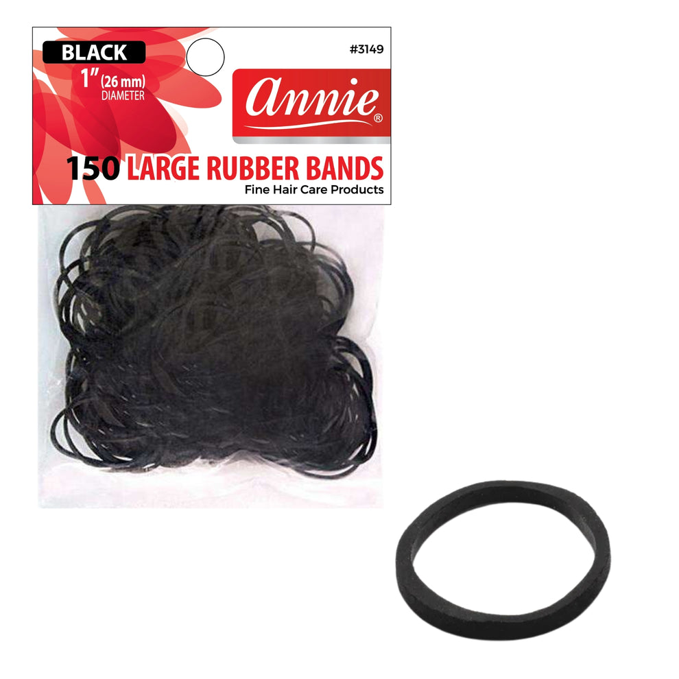 Annie 150 Large Rubber Bands 1” - Black #3149