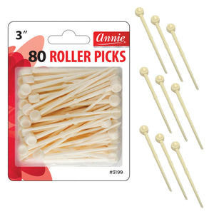 Annie International:Annie Plastic Roller Picks 3in, 80 Count Hair Curler Picks, White