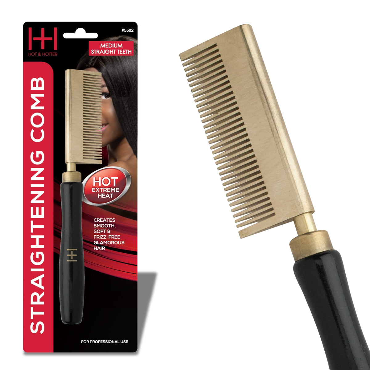 HH Straightening Comb Medium Straight Teeth #5502