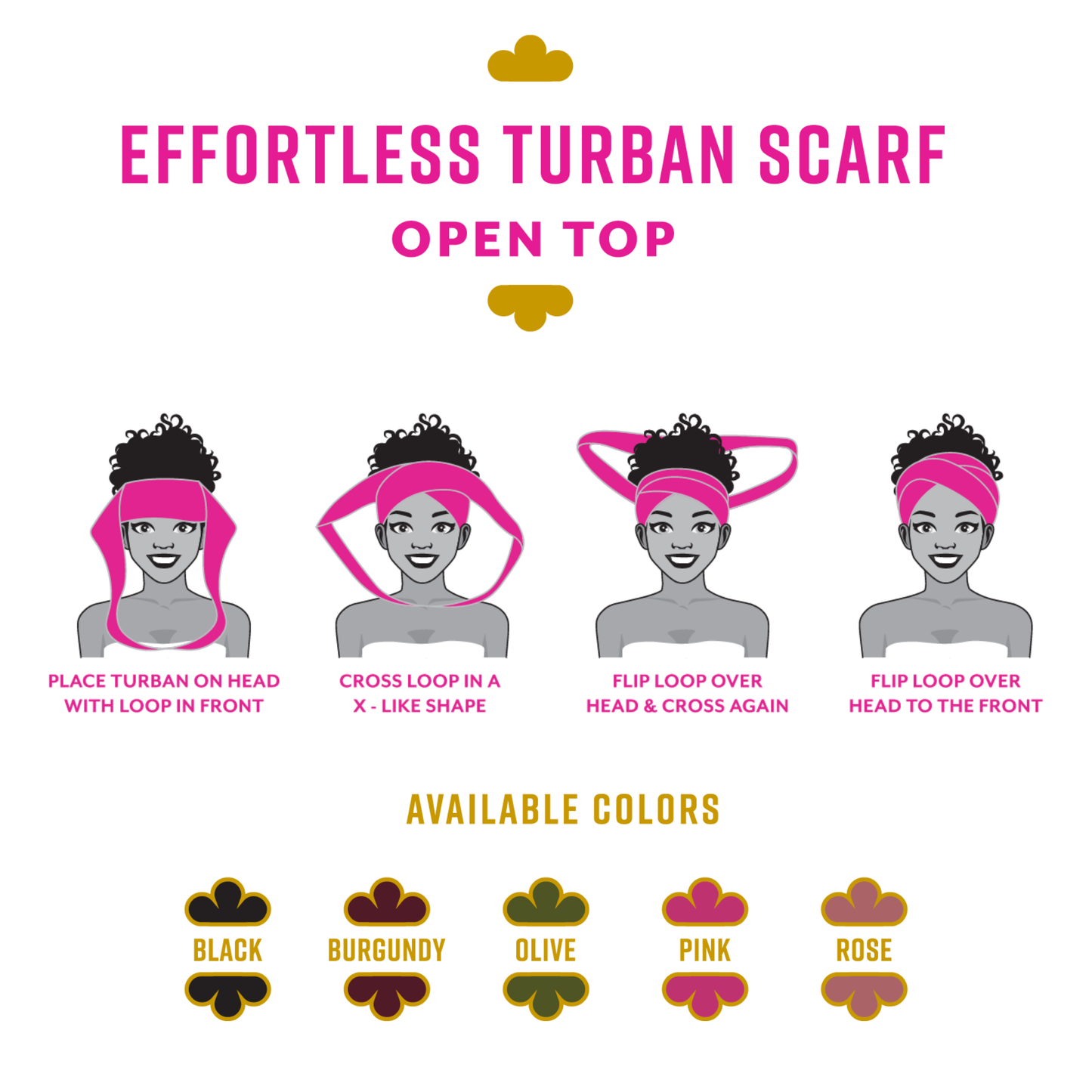 Ms. Remi Effortless Turban Scarf Open Top, Burgundy & Olive