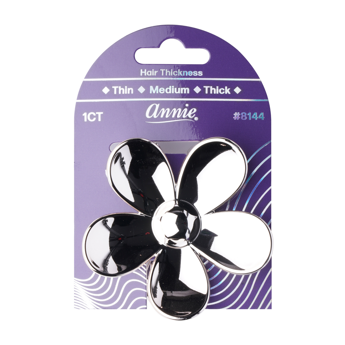 Annie Shiny Floral Jaw Clip 7.5cm, 1 Count Metallic Hair Clip