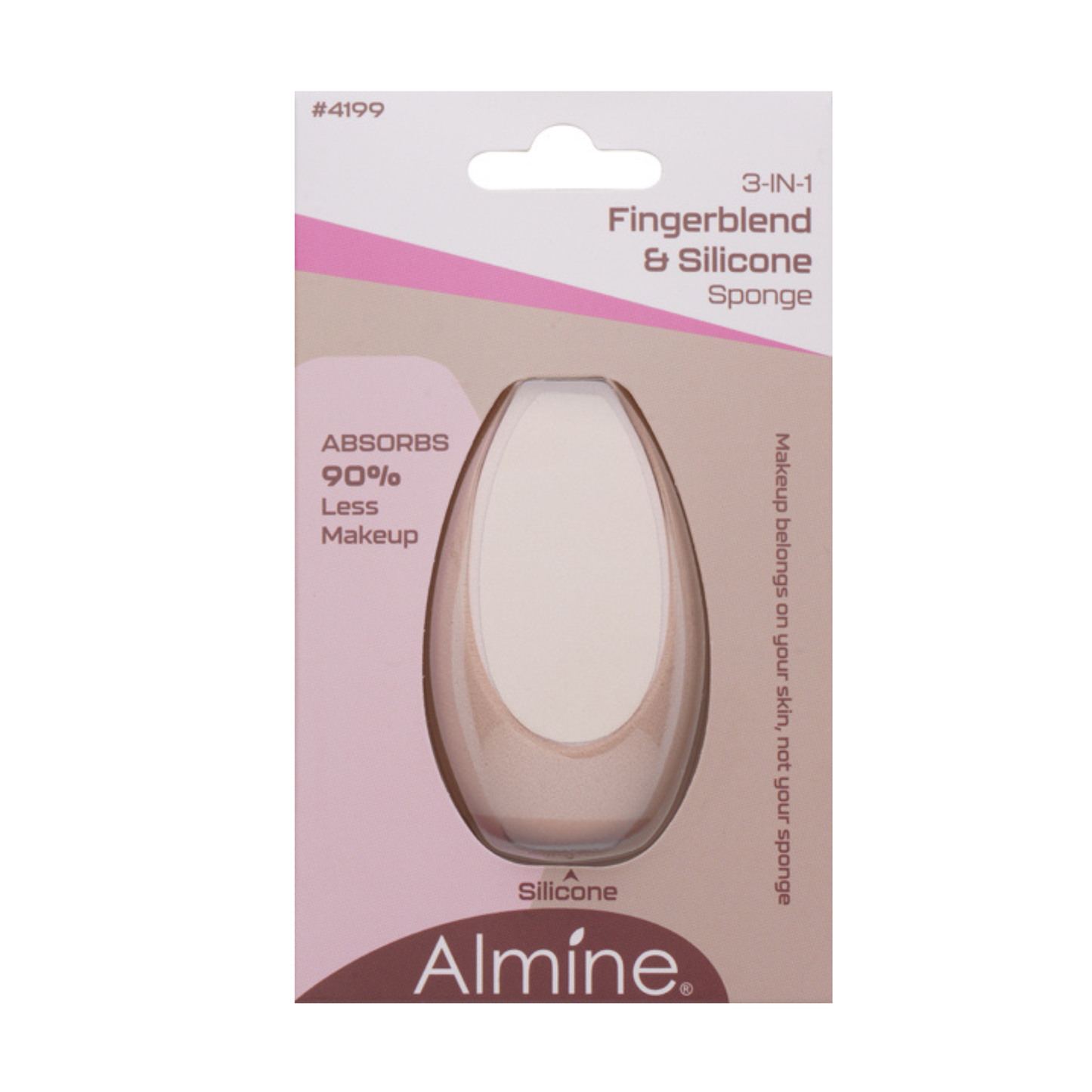 Almine 3-In-1 Wedge Shaped Fingerblend & Silicone Sponge, 1 Count, Pink