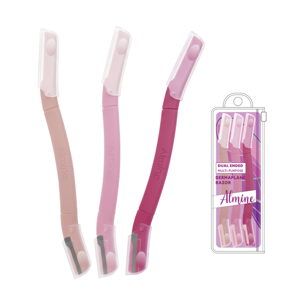 Almine Dual Ended Multi-Purpose Dermaplane Razor Set, 3 Count, Assorted Color