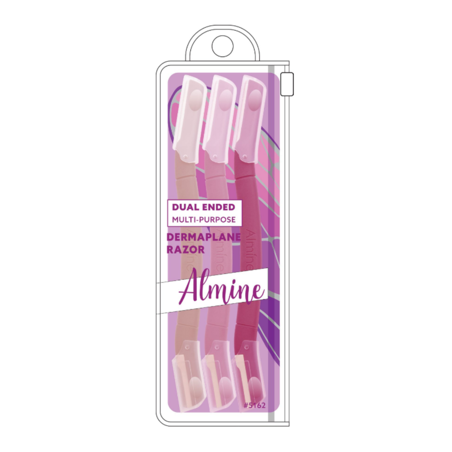 Almine Dual Ended Multi-Purpose Dermaplane Razor Set, 3 Count, Assorted Color