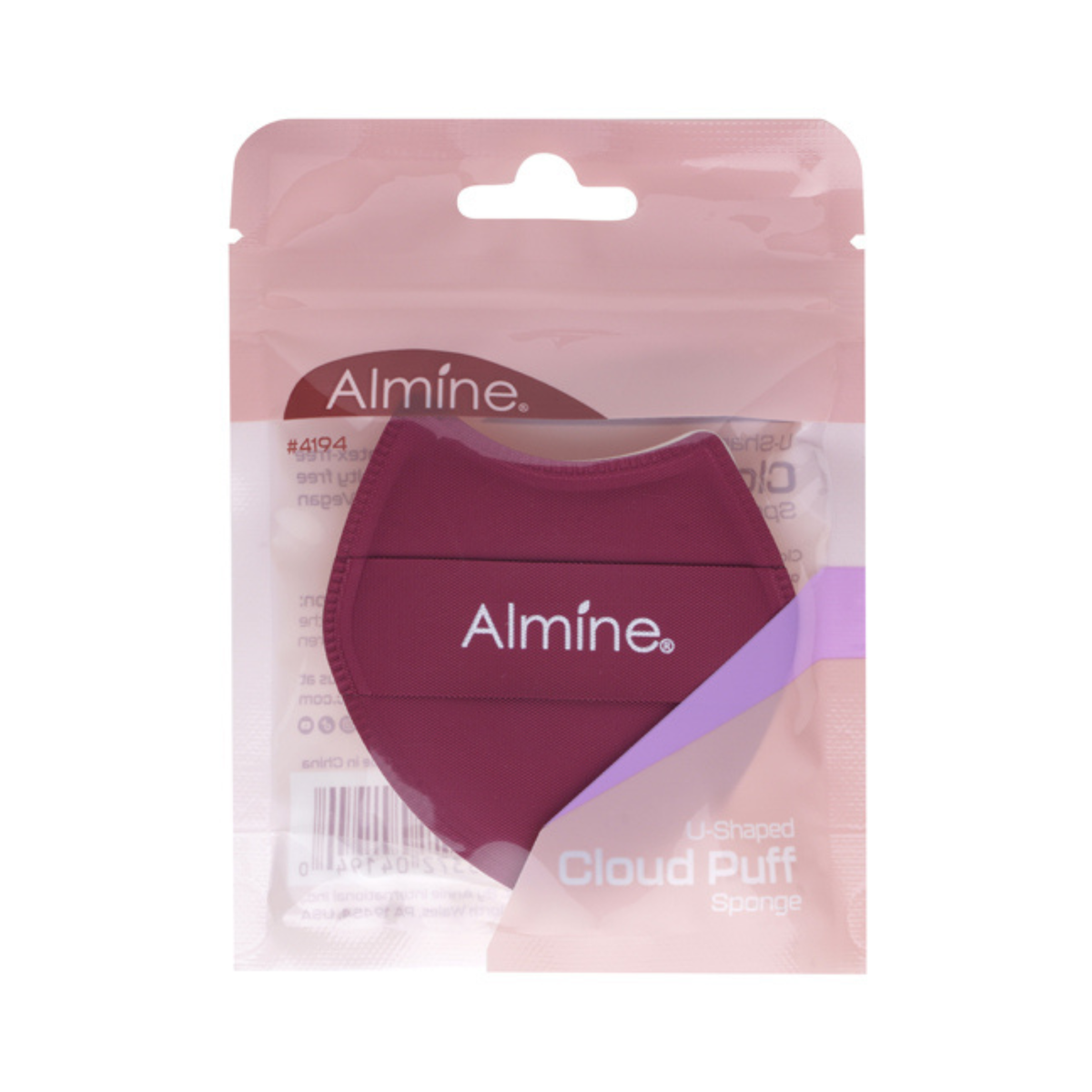 Almine U-Shaped Cloud Puff Sponge, 1 Count, Burgundy