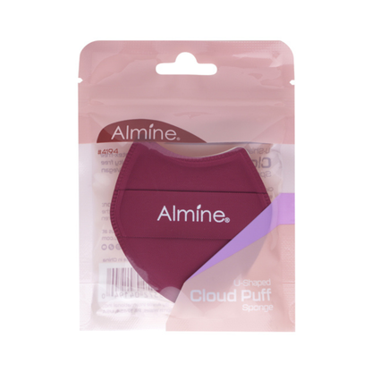 Almine U-Shaped Cloud Puff Sponge, 1 Count, Burgundy