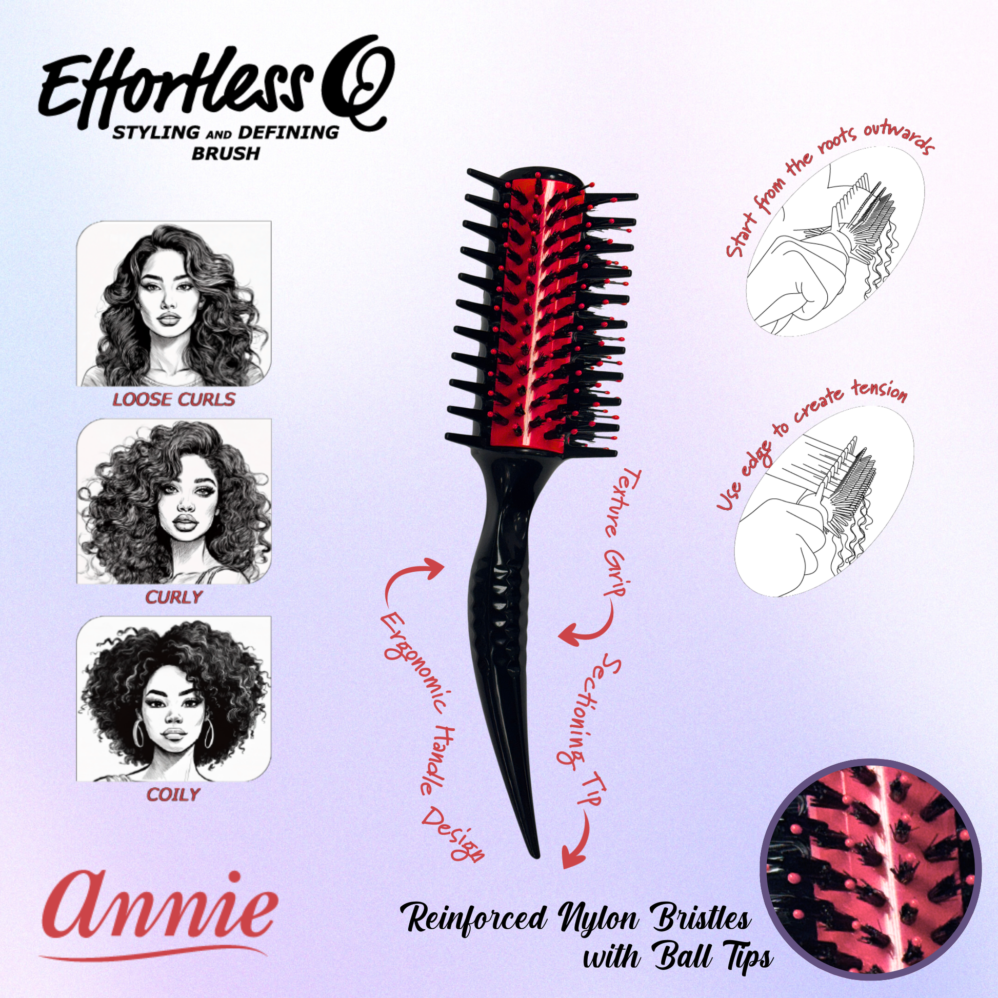 Effortless Q Style & Define Brush | Reinforced Bristles – Annie
