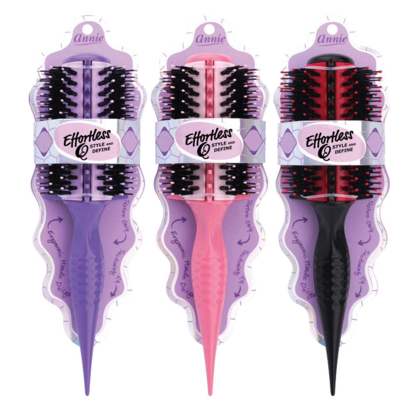 Annie Effortless Q Style & Define Brush Extra Thick Bristles, 1 Count, Assorted Colors