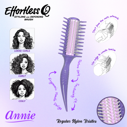 Annie Effortless Q Style & Define Brush Nylon Bristles, 1 Count, Assorted Colors