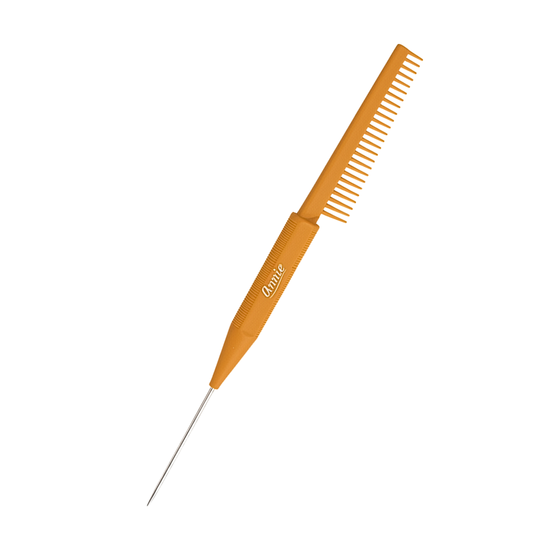 Annie Pin Tail Twist Comb, 1 Count, Assorted in yellow featuring fine teeth and a sharp metal pin tail for detailed sectioning and professional hairstyling precision.