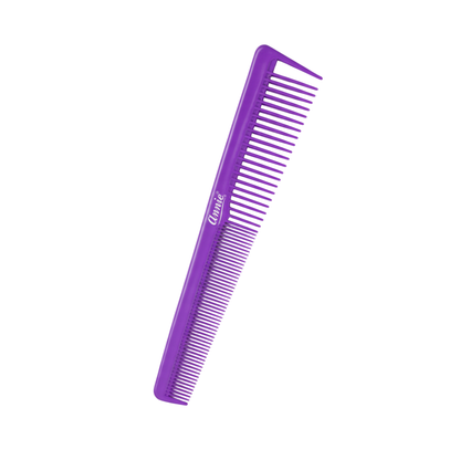 Annie Section Barber Comb with Hook Tip, 1 Count, Assorted in purple, featuring dual fine and wide teeth and a precise hook tip for professional barber tools and styling routines.
