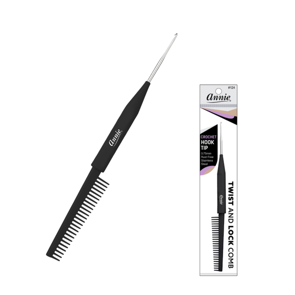 Annie Twist & Lock Comb with Crochet Hook, 1 Count, Black – Annie