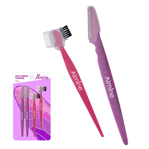 Four-piece Almine Multi Brow Set with assorted color brow trimmers and dermaplaners for precise grooming