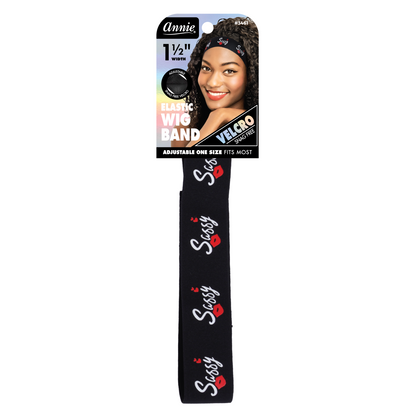 Annie Patterned Elastic Wig Band 1 1/2in with adjustable Velcro, stylish and perfect for wigs, sports, and everyday wear.