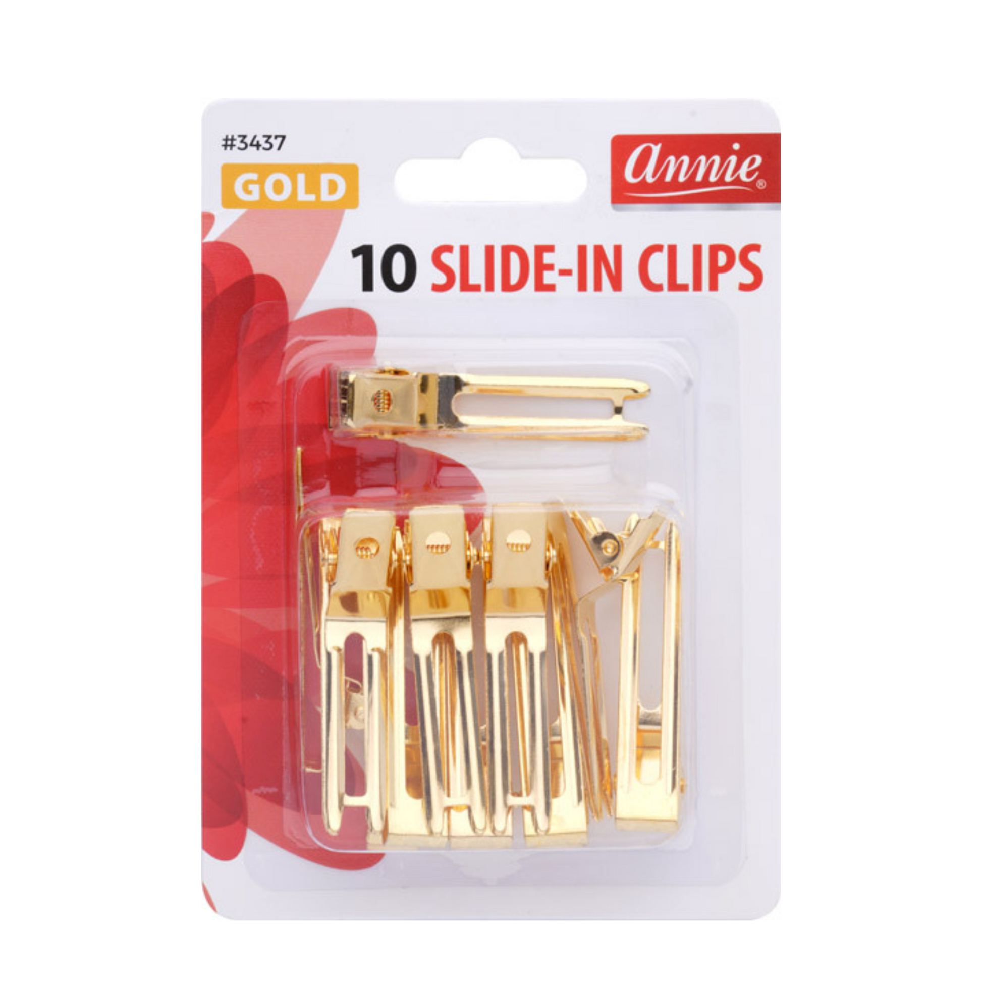 Annie 10 count gold metal slide-in hair clips with sturdy spring for secure hold on all hair types.