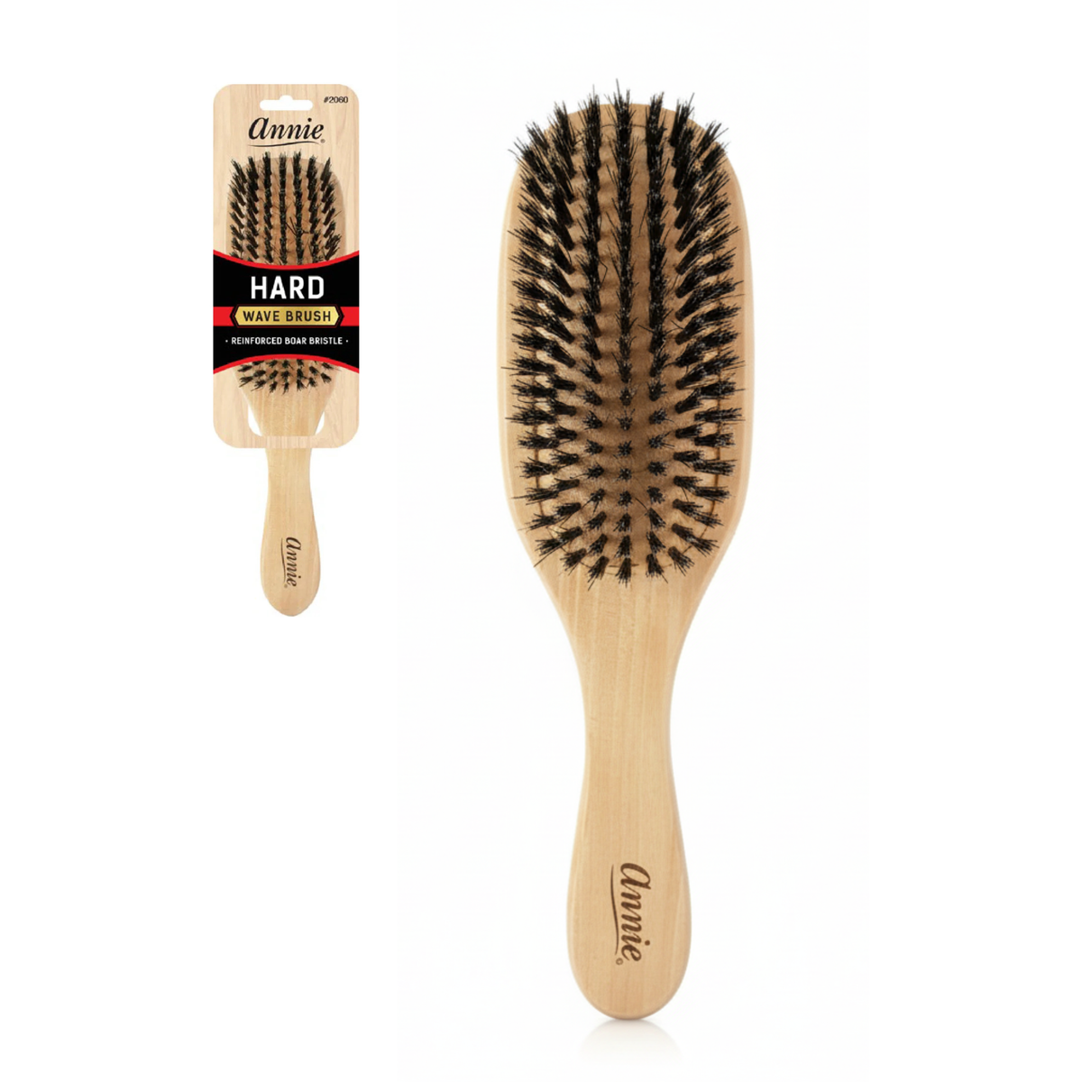 Annie Hard Wave Brush #2060 – Boar & Nylon Bristle, Light Brown