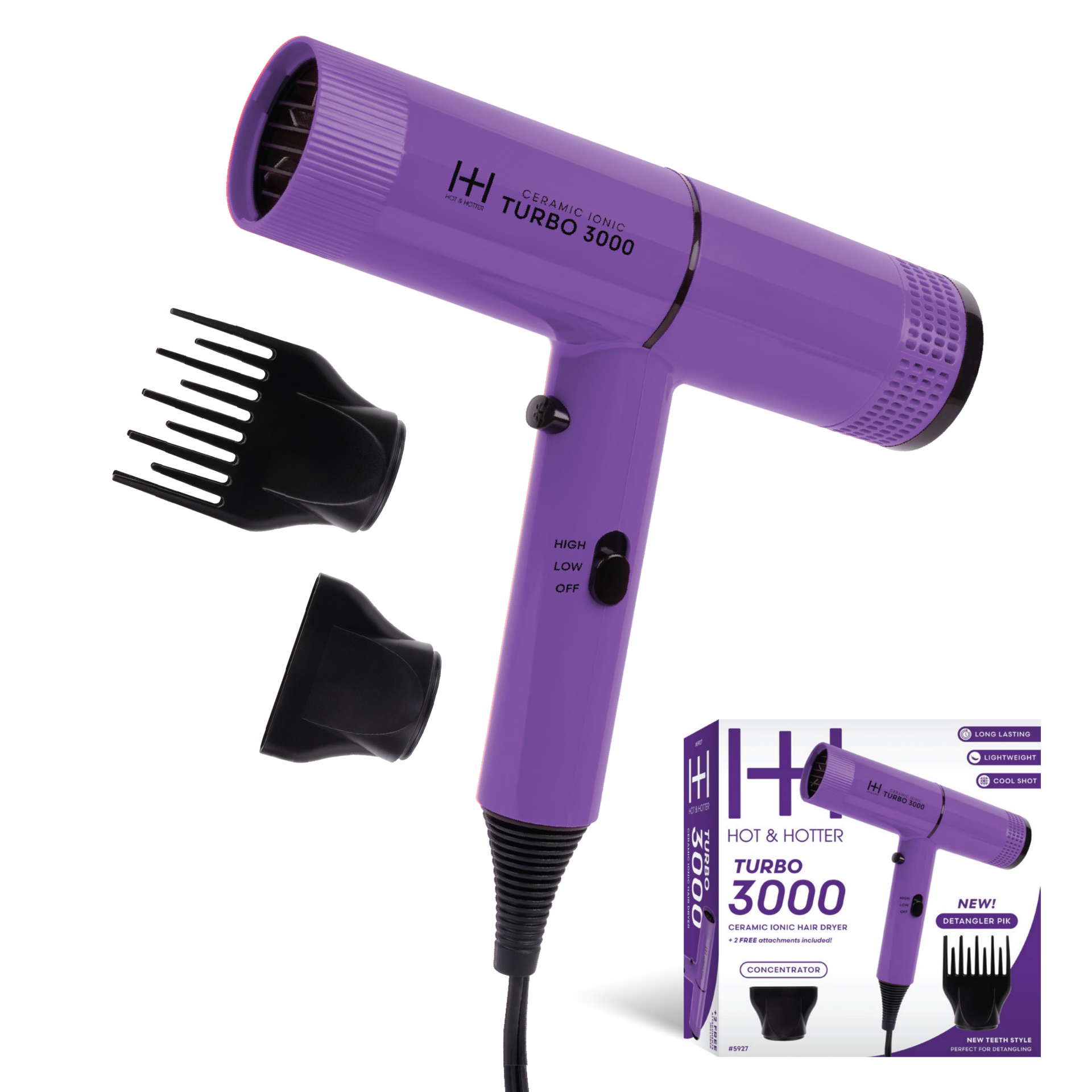 Hot Hotter Ceramic Turbo 3000 Hair Dryer, Purple – Annie