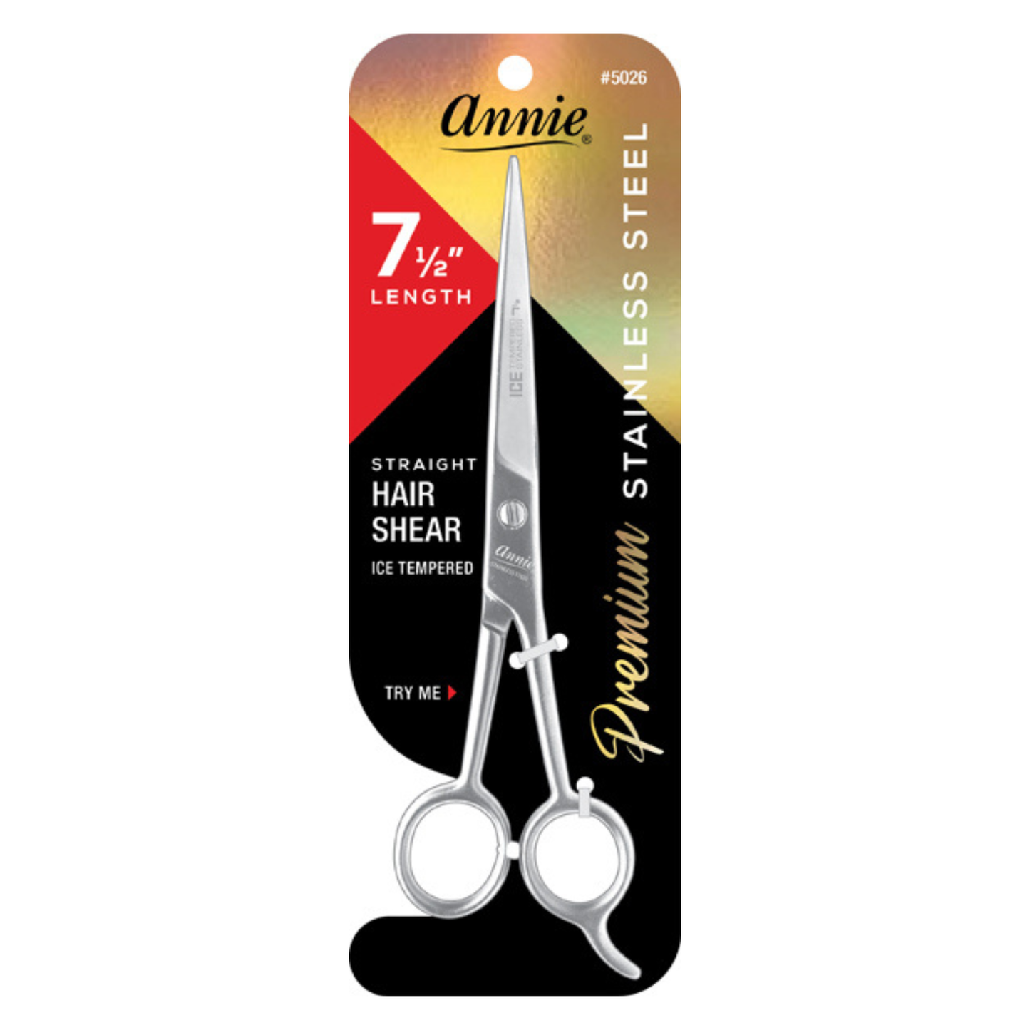 Annie Ice Tempered Stainless Steel Hair Shears 7.5 Inch, 1 Count, Silver
