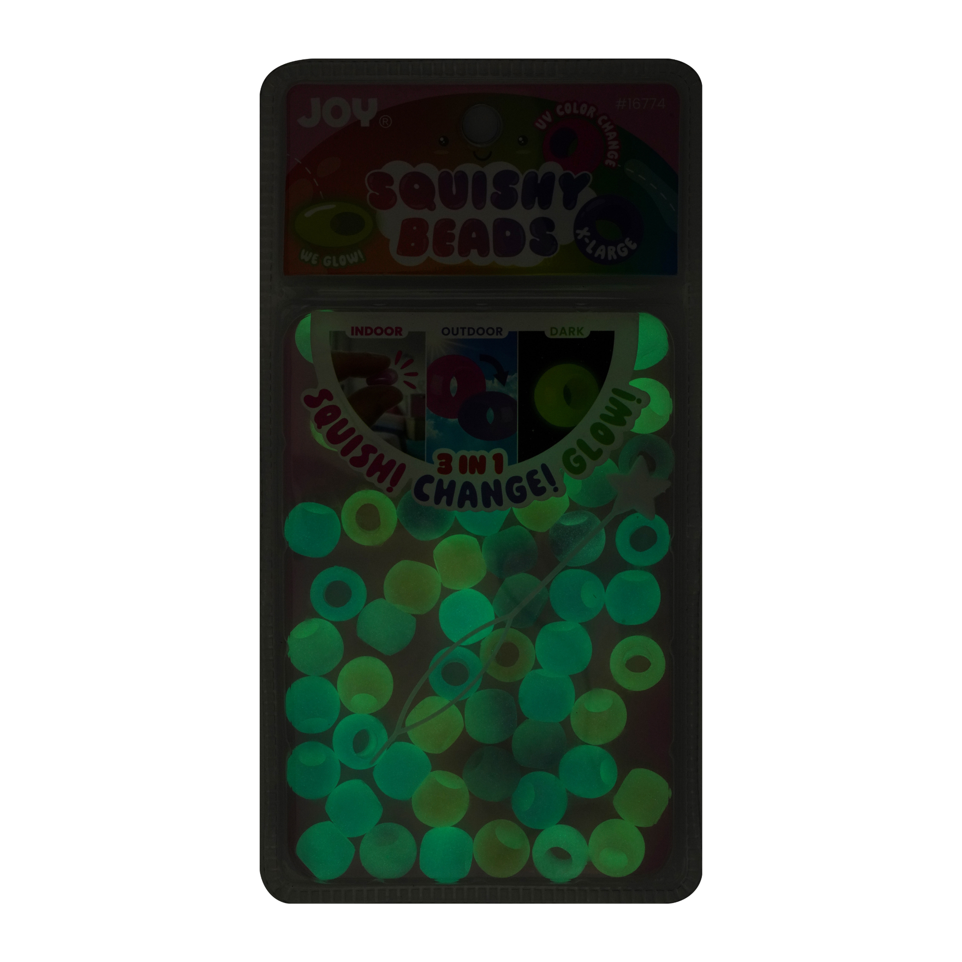 Joy XL Round Squishy Hair Beads large pack glowing green in the dark for braids and locs accessories