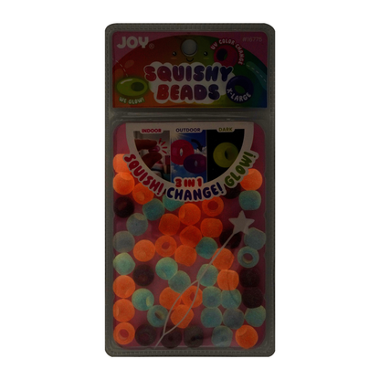 Joy XL Round Squishy Hair Beads large pack glowing pink UV glow-in-dark soft beads for braids and twists