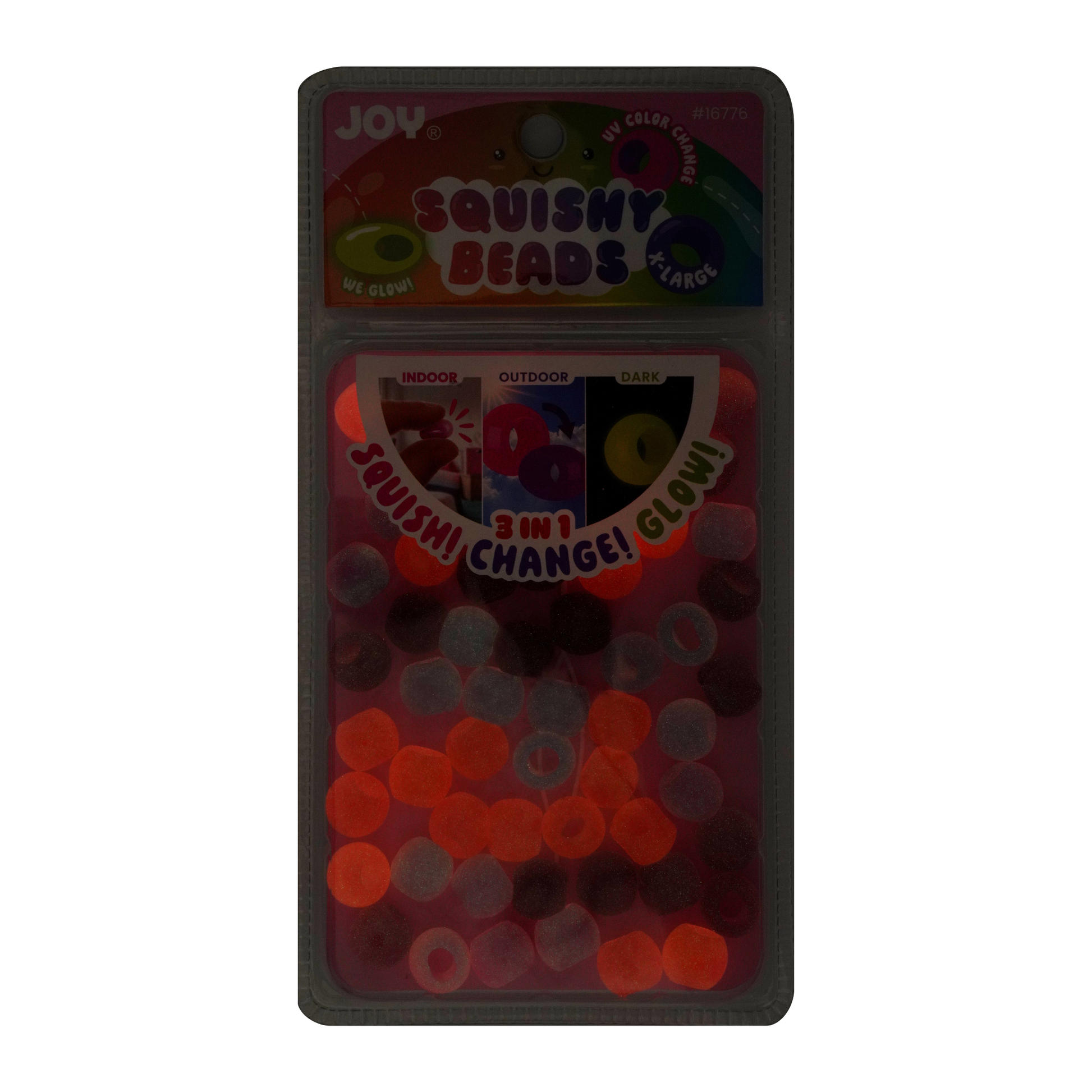 Joy XL Round Squishy Hair Beads in hot pink, large pack, glow-in-the-dark, perfect for braids and twists.