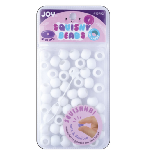 Joy Round Squishy Beads XXL size, large pack of soft, flexible white beads for crafting or sensory play.