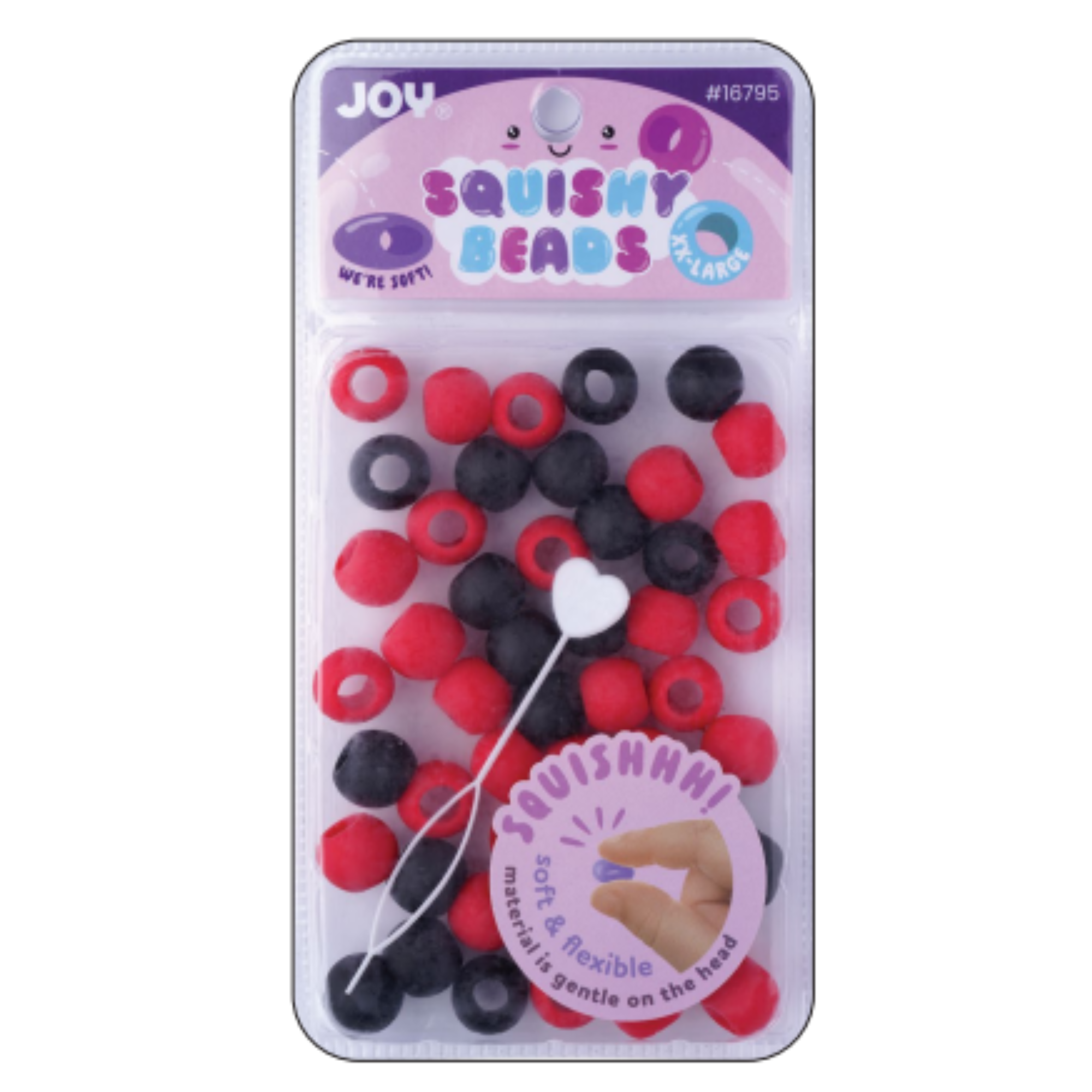 Joy Round Squishy Hair Beads XX-Large, 50 Count, Red & Black – Annie ...