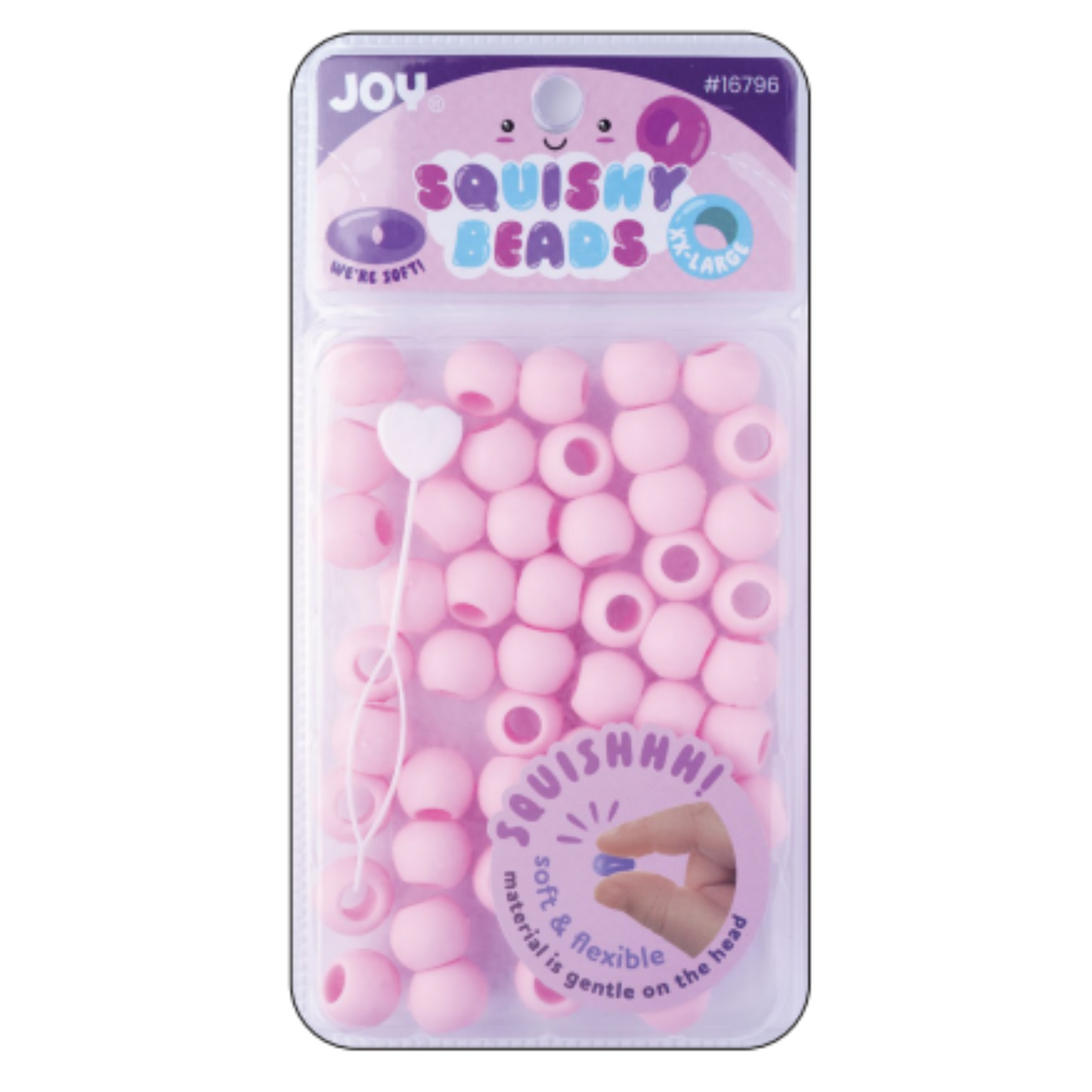 Joy Round Squishy Beads XXL size, large pack of soft pink beads with flexible texture for crafting or sensory play.
